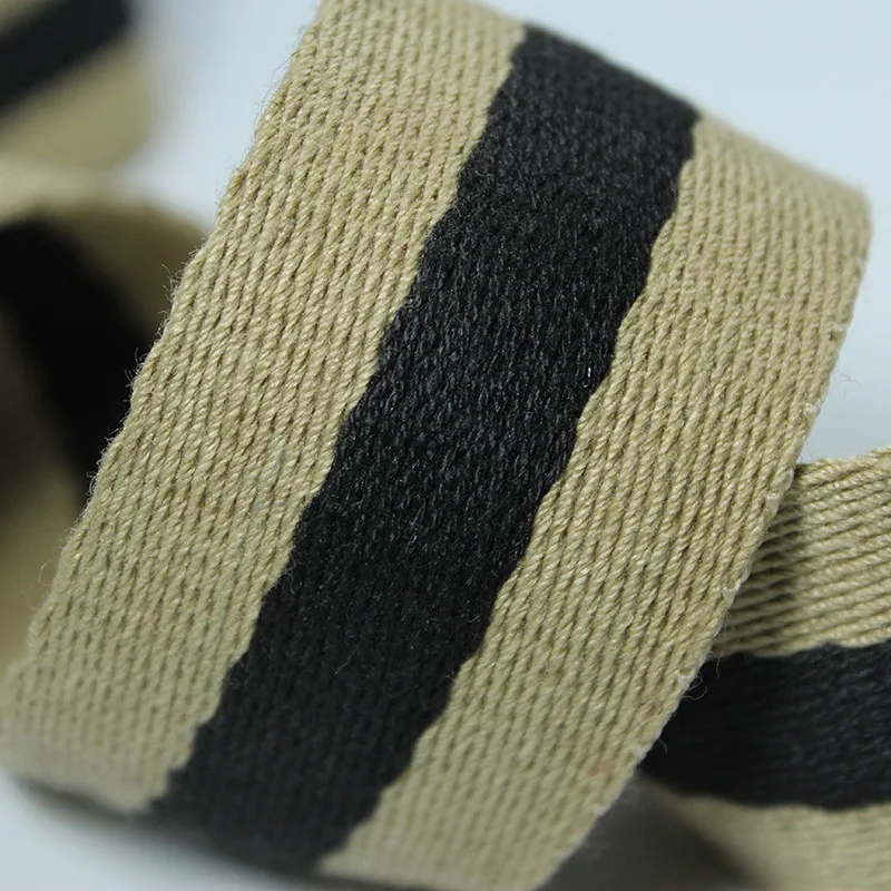 

38mm wide Khaki black Khaki cotton webbing 45 yards 1.4mm thick for Shoulder strap handbag