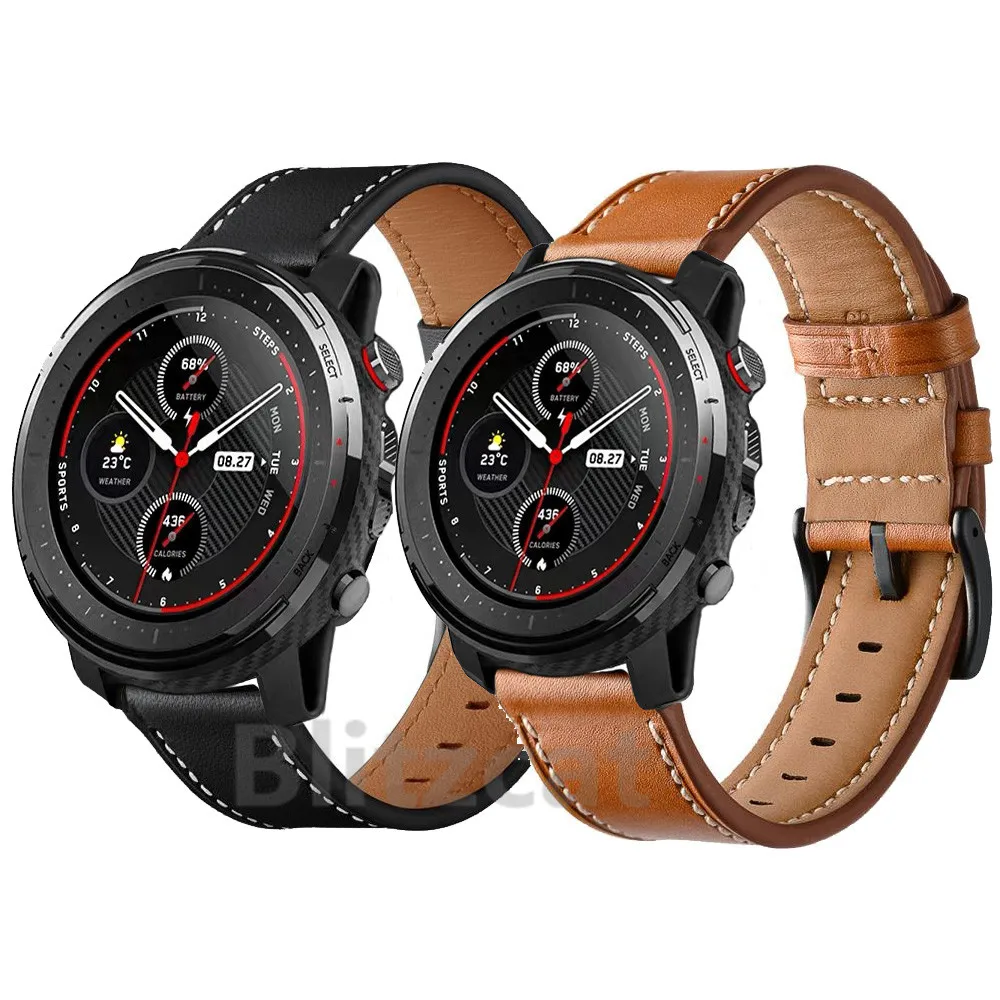 Браслет для наручных часов из натуральной кожи ремешок Xiaomi Huami Amazfit Stratos 3 2 2S pace