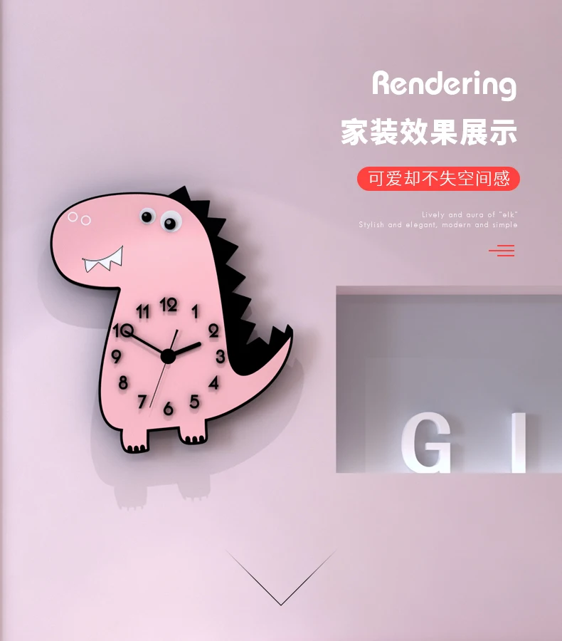 

Cartoon Creative Wall Clock Acrylic Animal Large Wall Clock for Kids Rooms Silent Pink Wandklok Groot Living Room WB50WC