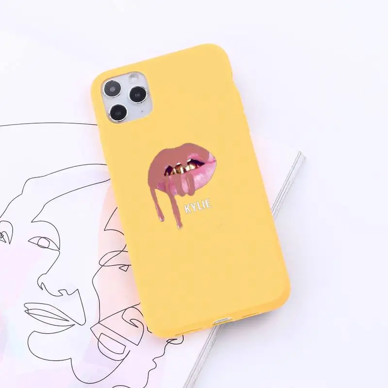 

Sexy Girl Kylie Jenner Lips Kiss high quality Phone Case funda Candy Color for iPhone 6 7 8 11 12 s mini pro X XS XR MAX Plus