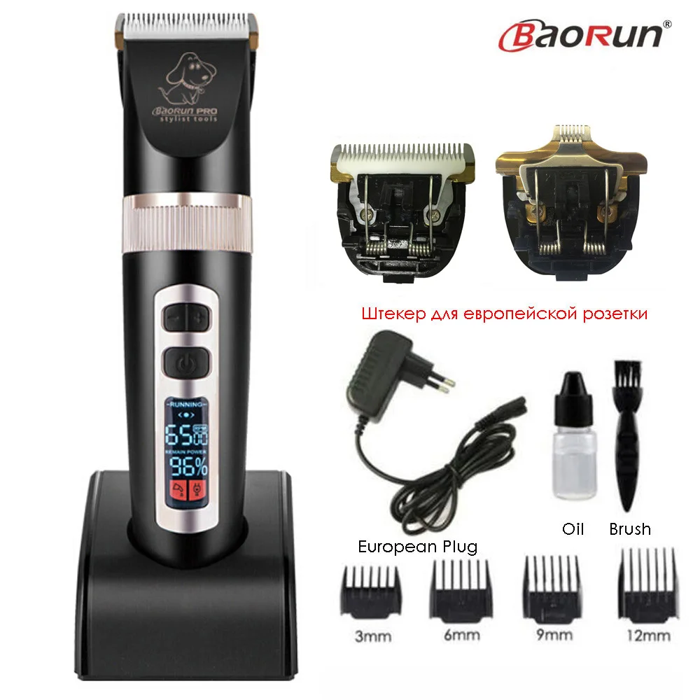 Black Add A B Blade Baorun P9 машинка для стрижки собак Профессиональная с ЖК-экраном кусачки для кошек электрический триммер для стрижки перезаряжаемая машинка для стрижки животных - Цвет: Black Add A B Blade