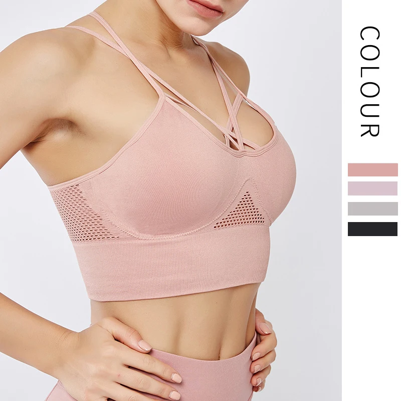 Новинка 2019 бесшовный спортивный бюстгальтер на шнуровке с открытой спиной