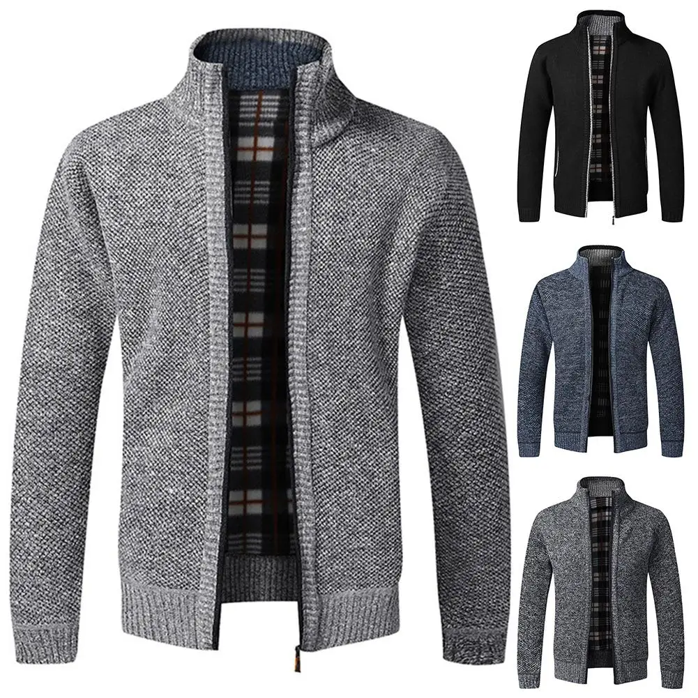 Шикарный мужской зимний с длинным рукавом Повседневный стоячий воротник толстый