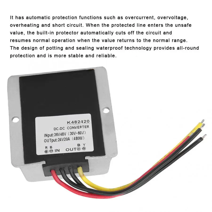 DC-DC модуль Напряжение редукционный конвертер 36/48 V-24 V 20A 480W Мощность регулятор step up повышающий преобразователь сетки галстук инвертора модуль