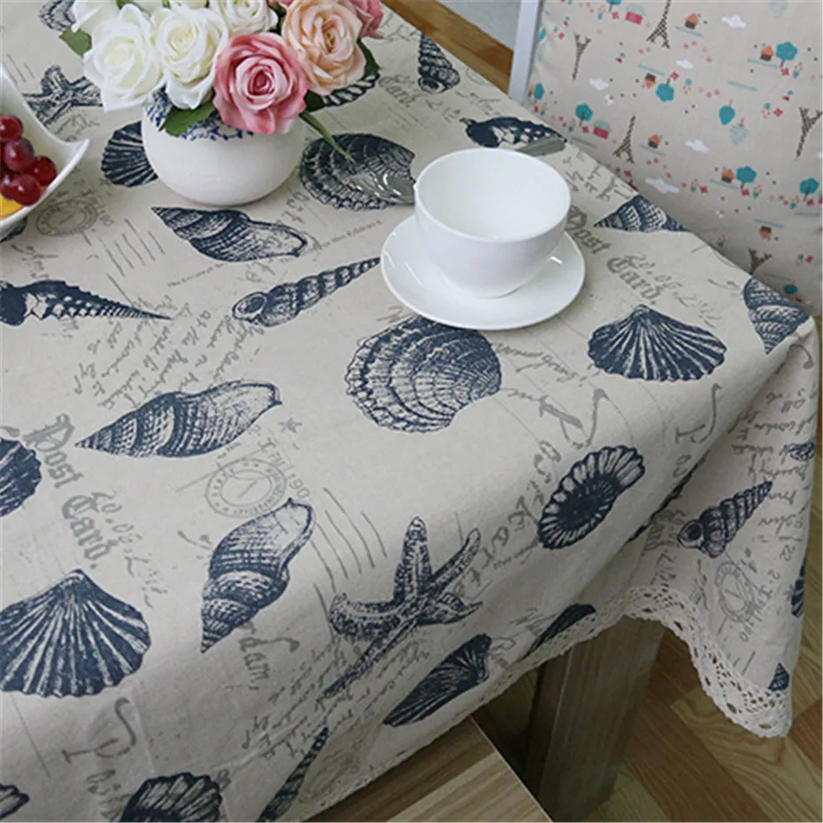 Домашняя простая скатерть из хлопка и льна Пыленепроницаемая макраме кружевное