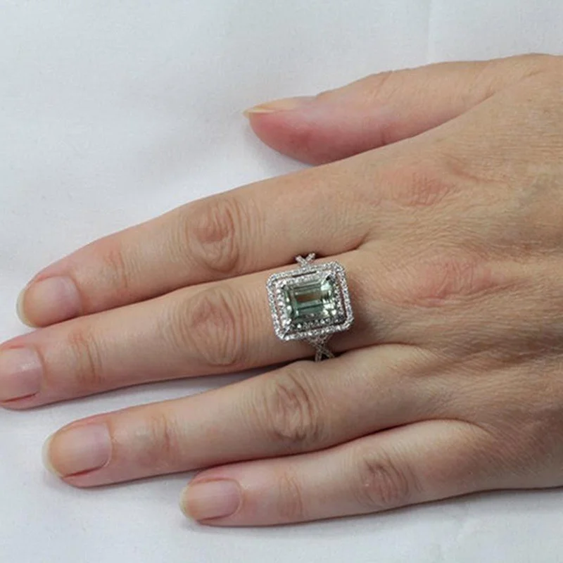 

Large rectangular zircon women's ring luxury women's wedding ring