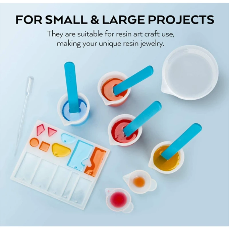 

Resin Glue Tools Set Reusable Nonstick Resin Art Mixing Measuring Cups Silicone Stir Stick for UV Epoxy Mold DIY Jewelry