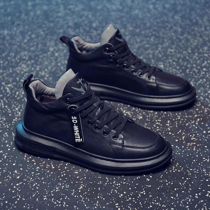 

shoes for men Casual cow Leather sneakers Black designer shoes Zapatos Elevadores Lofer shoes Man Shoes 2020