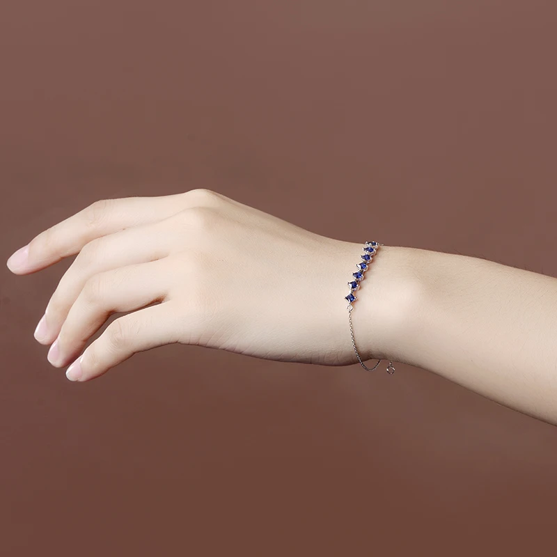 MLZB Natural sapphire 18k Pure Gold Female Bracelets Fine Jewelry Gift Girl Thin Trendy Solid 750 Real Bangle Party Good Nice | Украшения и