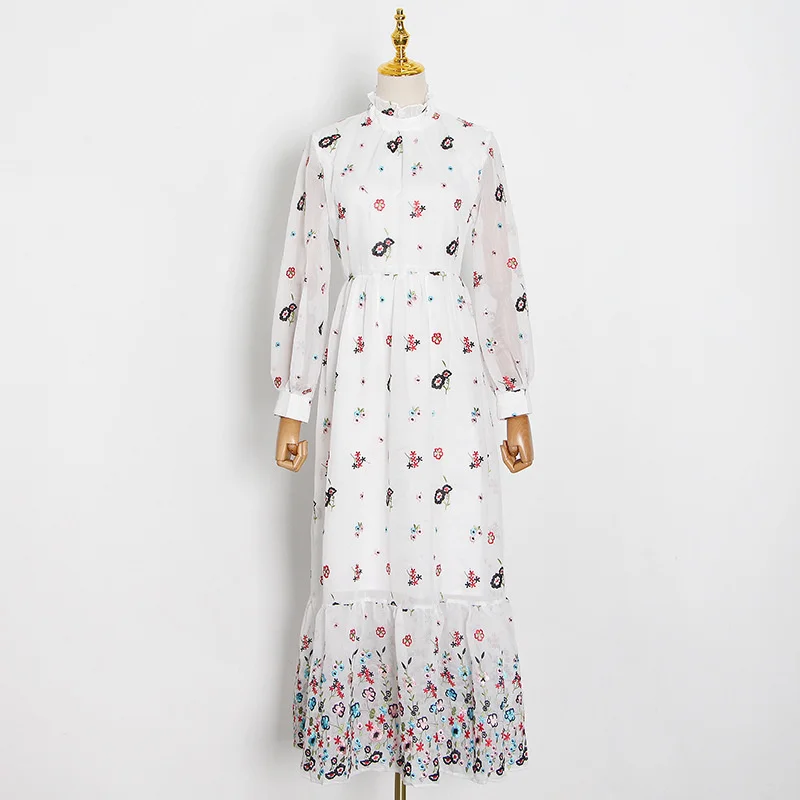 Осень 2021 шикарное элегантное женское Платье макси с длинным рукавом