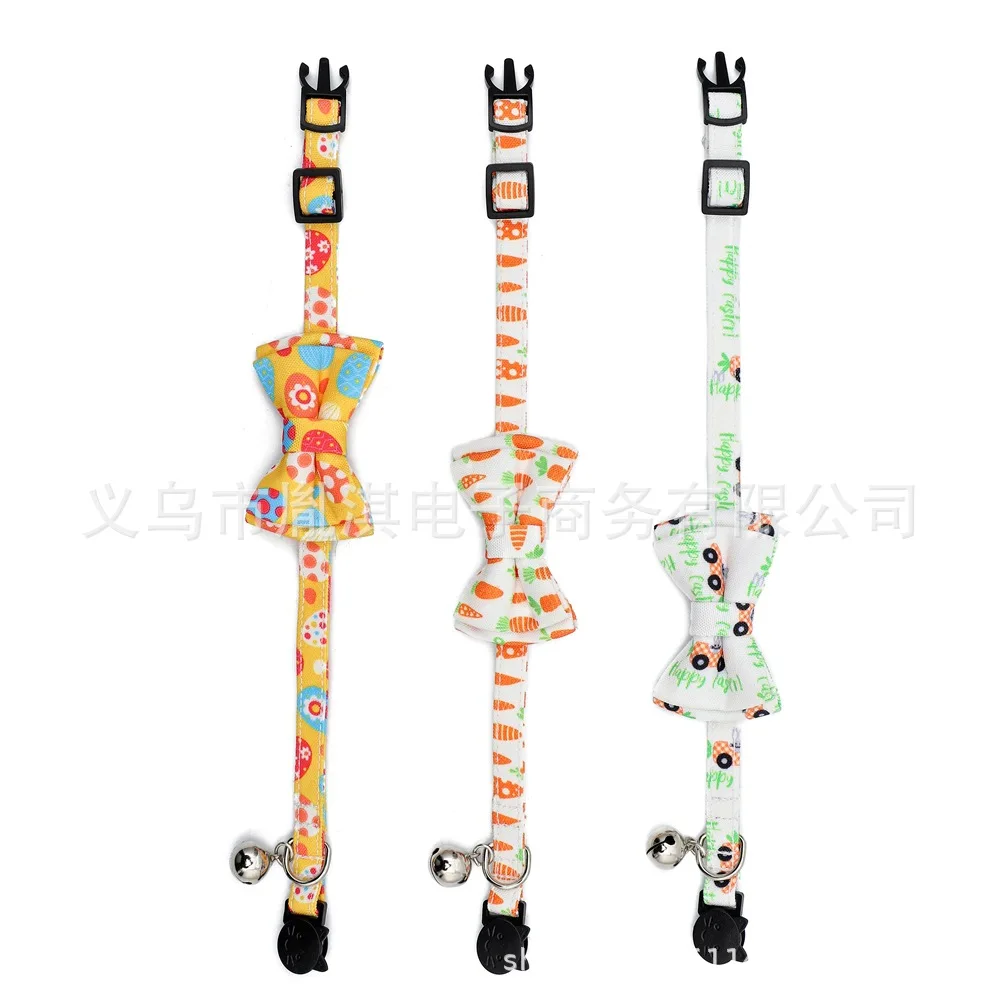 

Pet Supplies 2021 New Easter Cat Collar Bowknot Easter Egg Bunny Cat Collar Cute with Bell Pet Collar Kitten Accessories