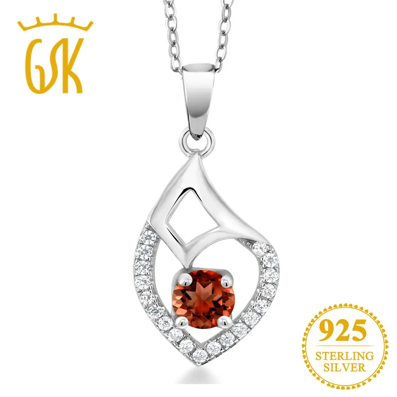 Женский кулон из стерлингового серебра 925 пробы GemStoneKing круглый красный гранат 0 79