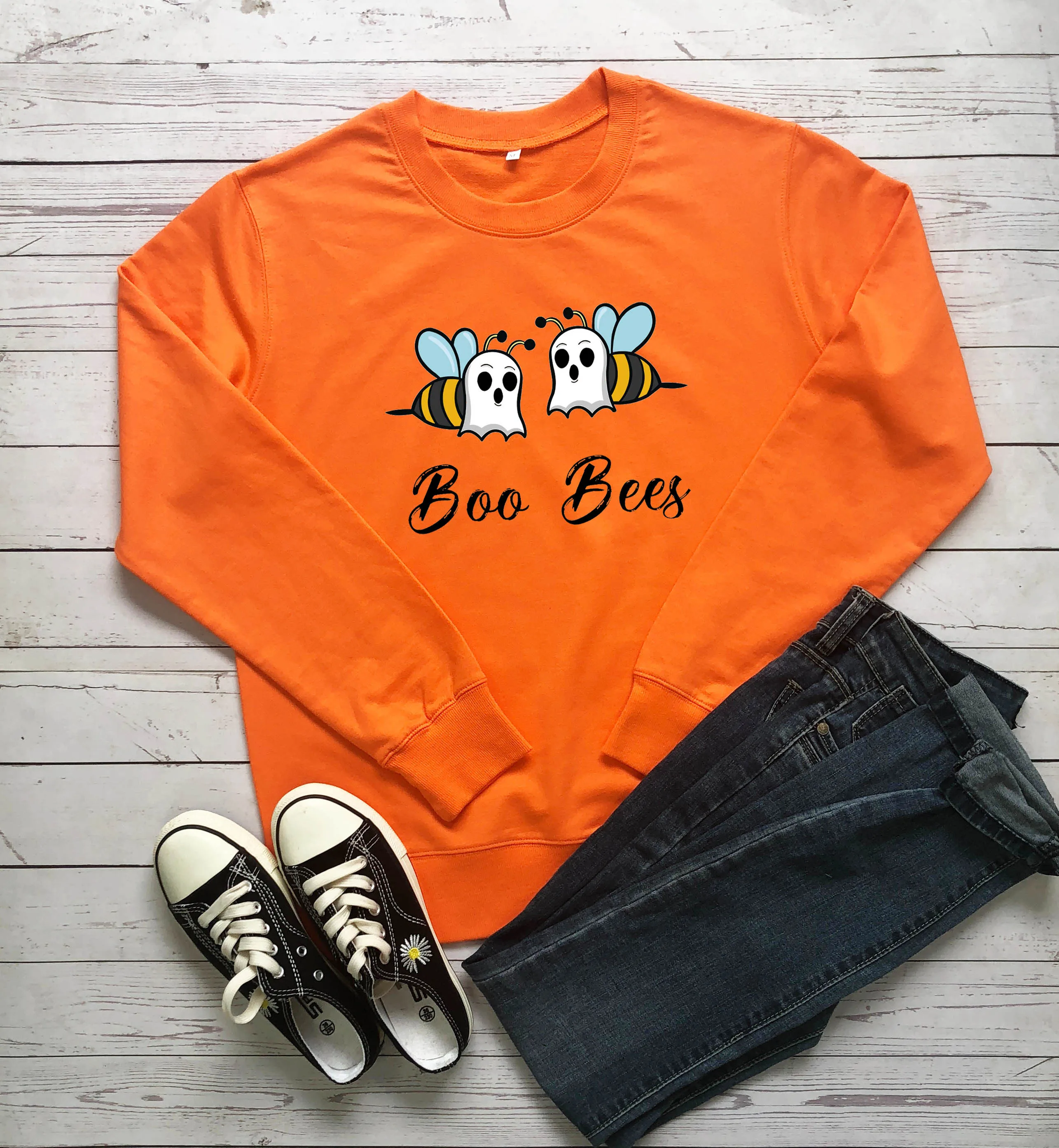 

Wing boo bees pure cotton sweatshirt young graphic cute party pullovers funny slogan kawaii grunge tumblr hipster vintage tops
