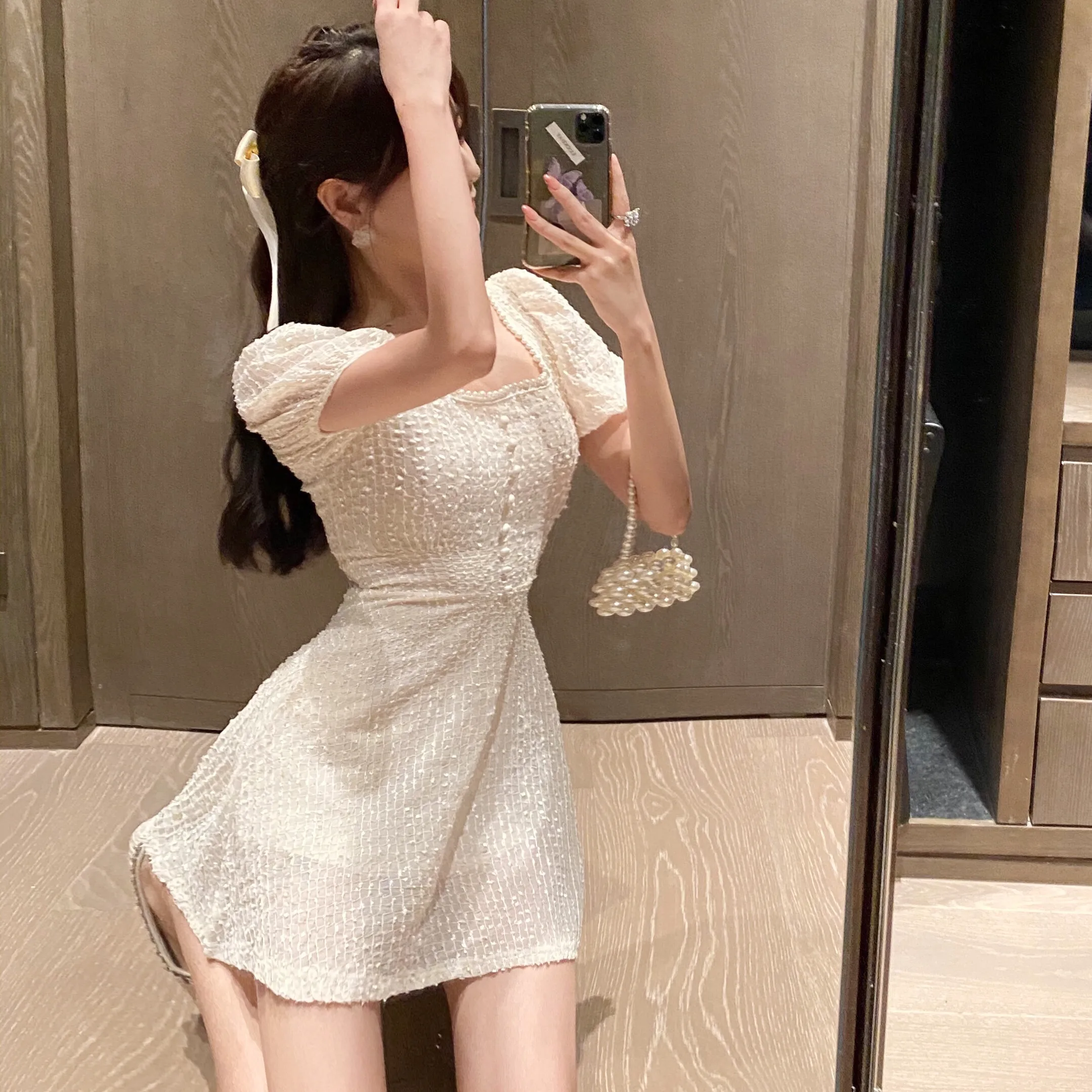 

Chiffon Embroidery Dress Women Mini Summer a Line Vestido Ropa Mujer Corto Party Robe Boho Beach Beading Ladies Dresses 901F