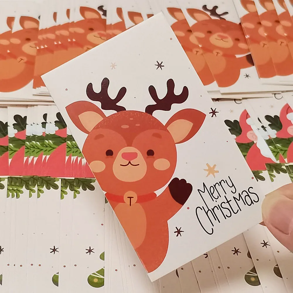 

50PC Christmas Thank You Card Coated Paper Card Gift Card Wrapping Card Christmas Greeting Card Tree Stickers Cute For New Year
