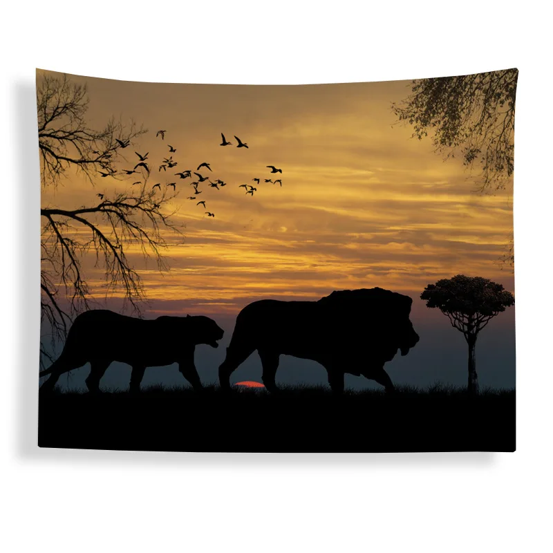 Забавный пылкий креативный настенный гобелен с изображением Льва для гостиной