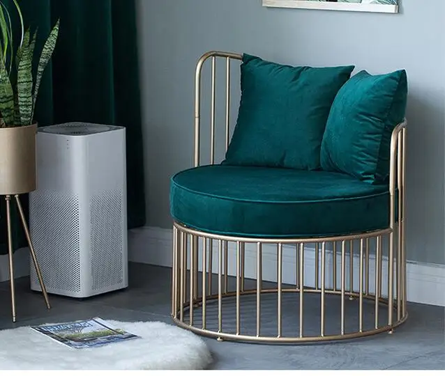 Диван-стул из кованого железа скандинавский стул для гостиной с 1 подушкой и 2