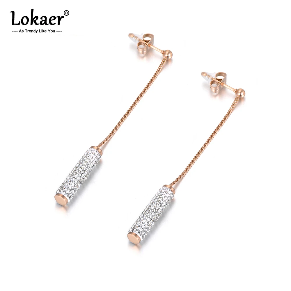 Серьги Lokaer из нержавеющей стали с инкрустированными кристаллами женские