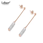 Серьги Lokaer из нержавеющей стали с инкрустированными кристаллами женские, Ювелирное Украшение цвета розового золота, Подарок на годовщину, E18106