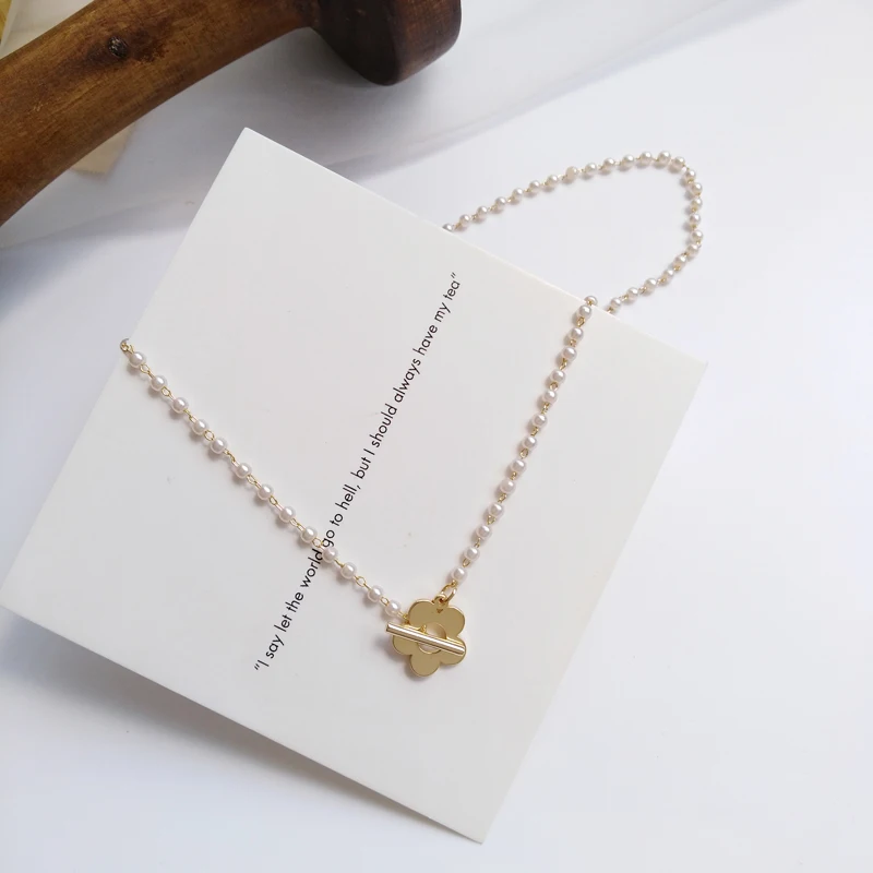 

Hip-hop necklace multi-layer imitation pearl irregular beads chain metal beads chain necklace women's jewelry wholesale 2020