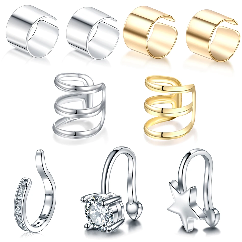 Золотистые и Серебристые серьги манжеты не требующие сверления|Серьги-гвоздики|