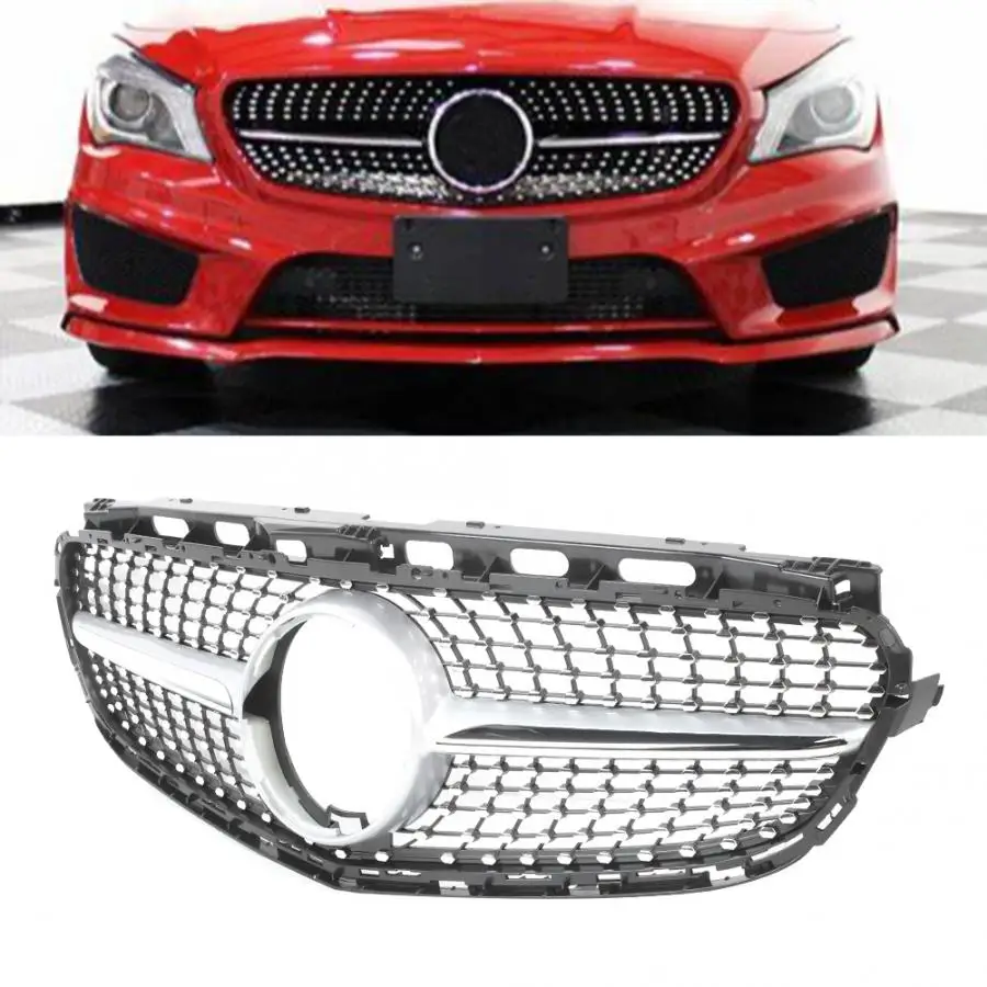 Внешний передний бампер серебристый АБС пластик Алмазный Стиль подходит для