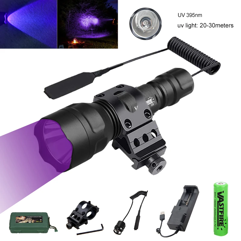 

Светодиодный УФ фонарик XPE, тактический фонарь с сисветильник светом 395 нм, для охоты и обнаружения пятен мочи домашних животных, 3 Вт