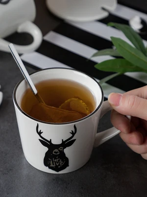 Креативная керамическая кружка в виде животного с крышкой ложкой чашка для