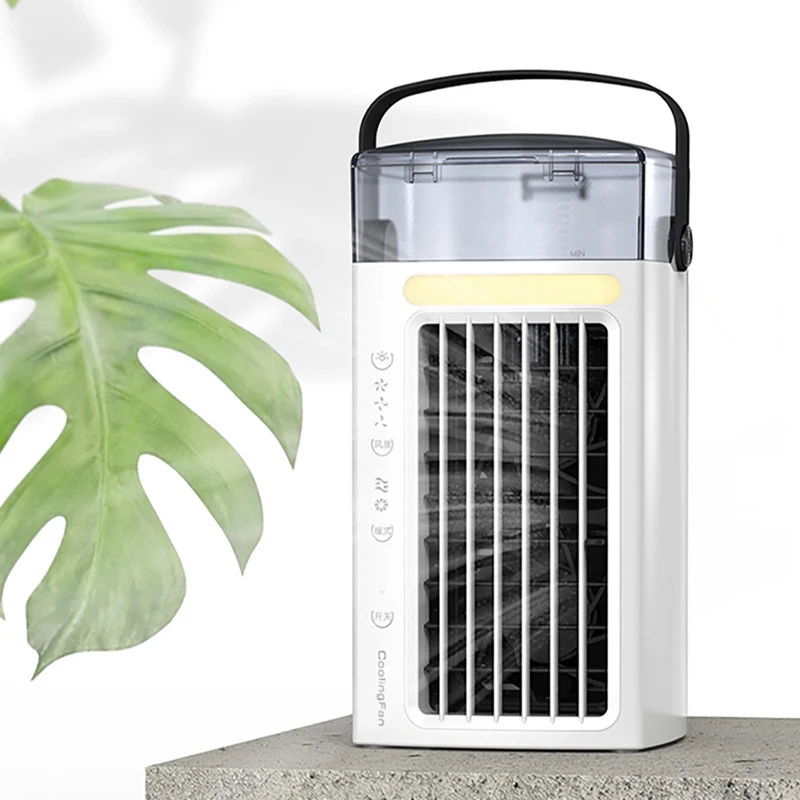 

Portable Air Cooling Fan USB Mini Air Cooler Desk Cooling Fan with 7 Color LED Light 3 Speed Air Circulation for Home Hogard