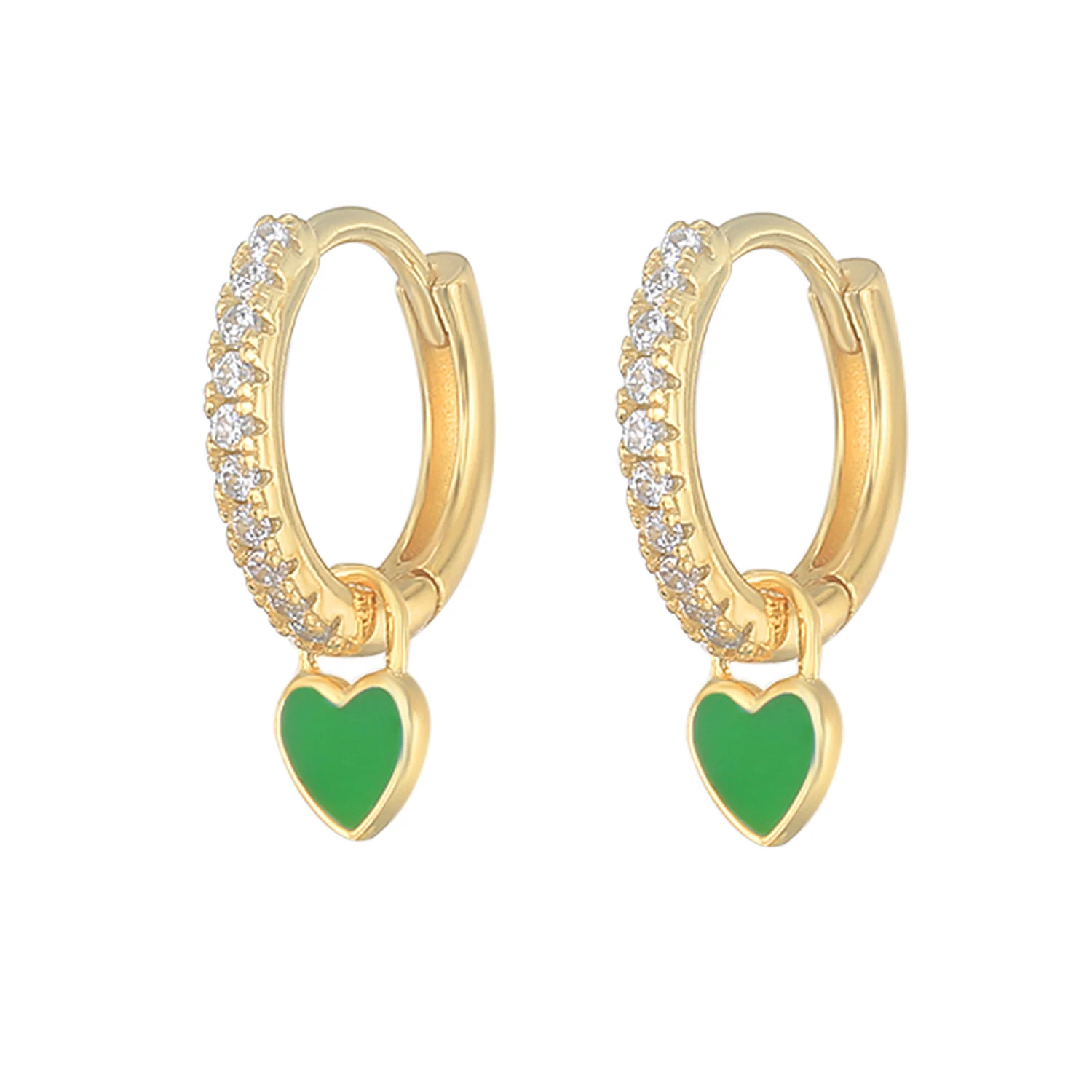 

925 Silver Huggie Heart Hoop Earrings for Women Geometric Love Earring Crystals Zircon Piercing Silver Jewelry Girls