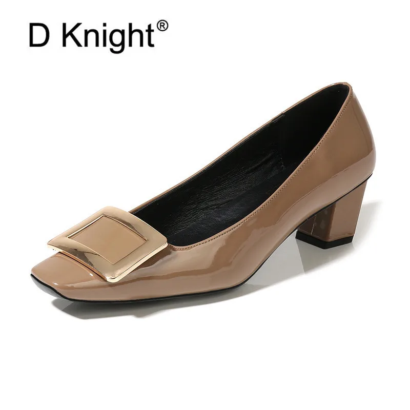 Туфли лодочки женские из лакированной кожи высокий каблук квадратный носок без