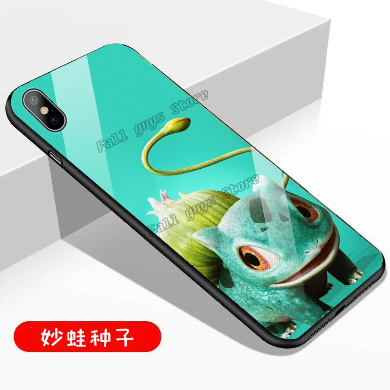 Pokemon Glass Phone Case for Oppo R15X R17pro RENO R11 R9 IPhone X Xs Xr 11 6 6s Plus Pikachu Fat Ding TPU+PC Phones Cases |