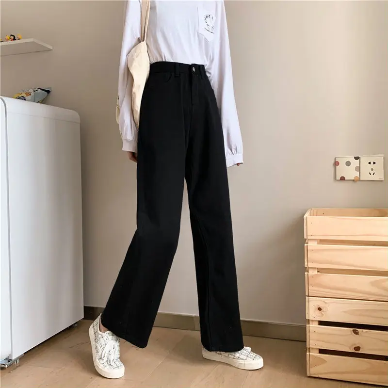 

Woman Jeans Pants Autumn Winter High Waist Straight-Leg Pants Women's Loose New Jeans