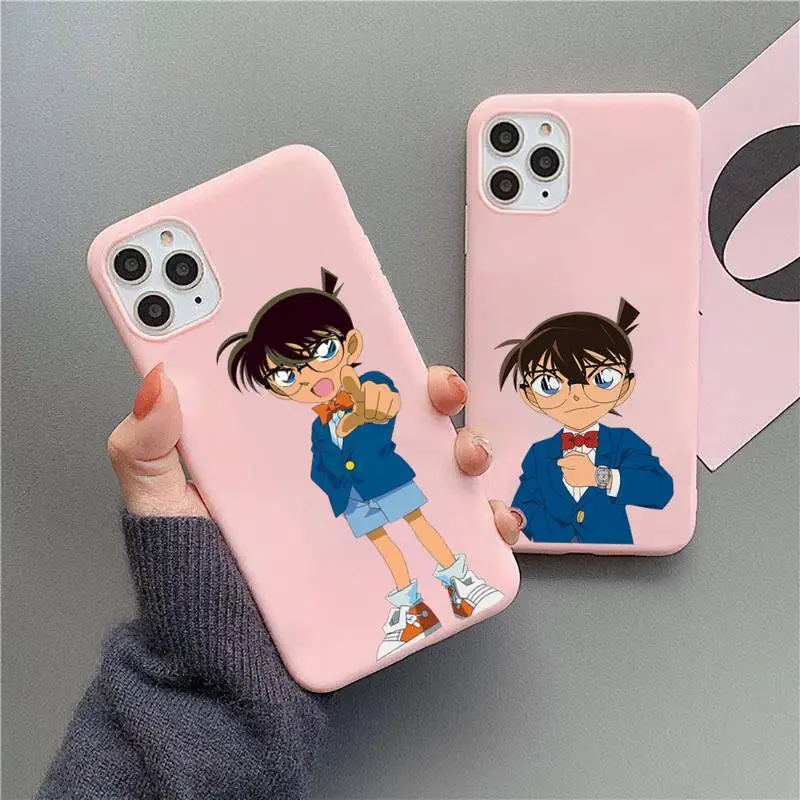 

Detective Conan cartoon anime Phone Case Candy Color for iPhone 11 12 mini pro XS MAX 8 7 6 6S Plus X 5S SE 2020 XR
