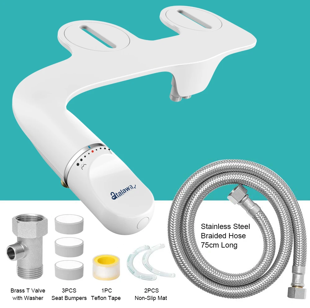 

Bidet Attachment, Atalawa Slim Non Electric Bidet for Toilet Seat, Dual Nozzle Sprayer for Rear& Feminine Wash, Cold Water Spray