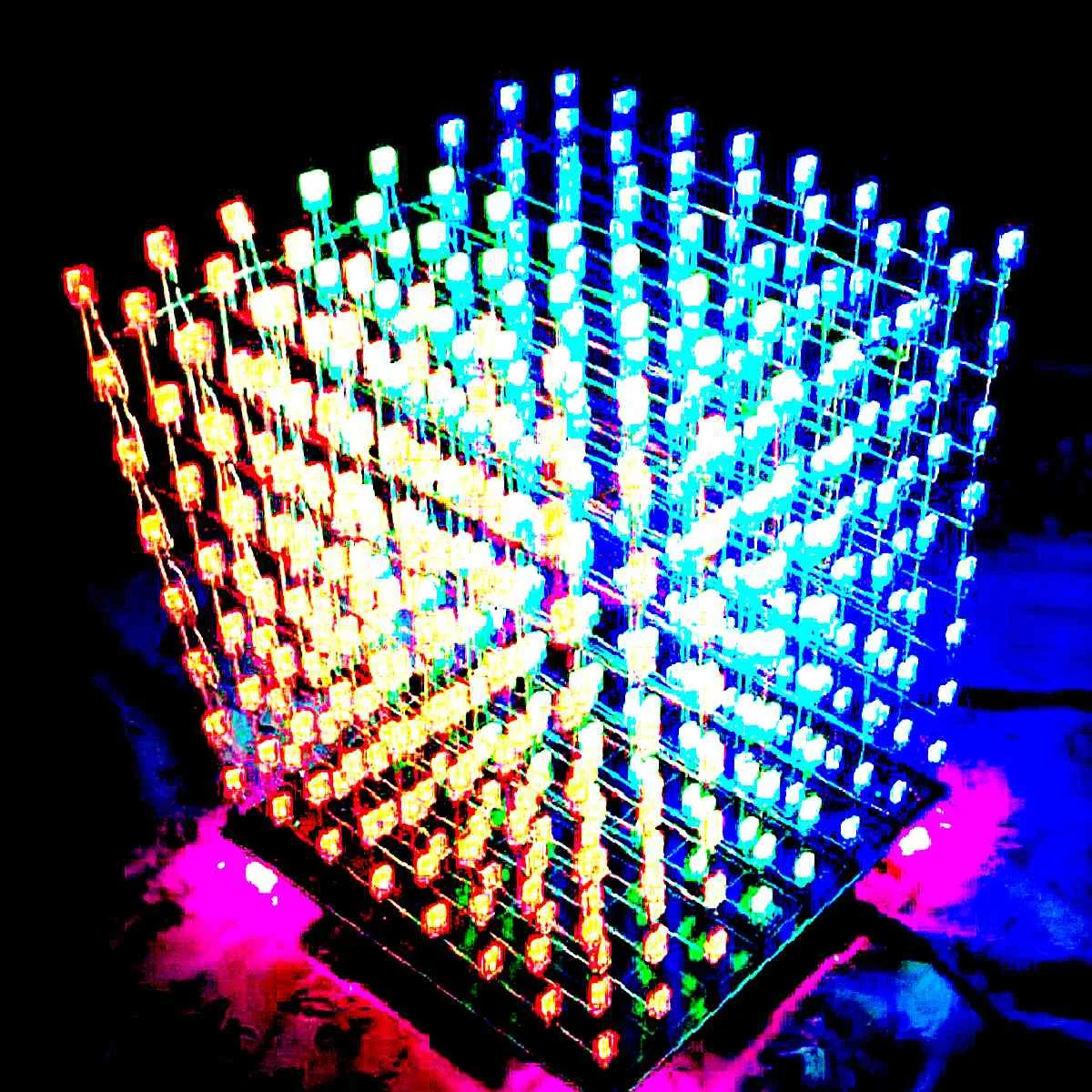 Синий квадрат DIY 3D светильник Cube Kit светодиодный встроенный MP3 музыкальный спектр