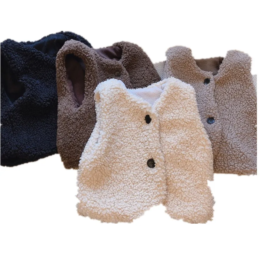 

Baby boys and girls sprig autumn Lamb wool vest kids casual loose top short waistcoat