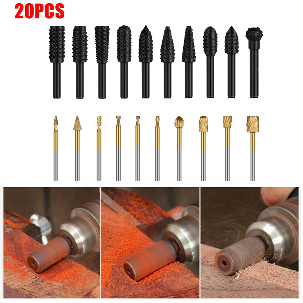 Набор вращающихся сверл по дереву 20 шт. набор 1/4 &quot1/8&quot|Абразивные инструменты| |