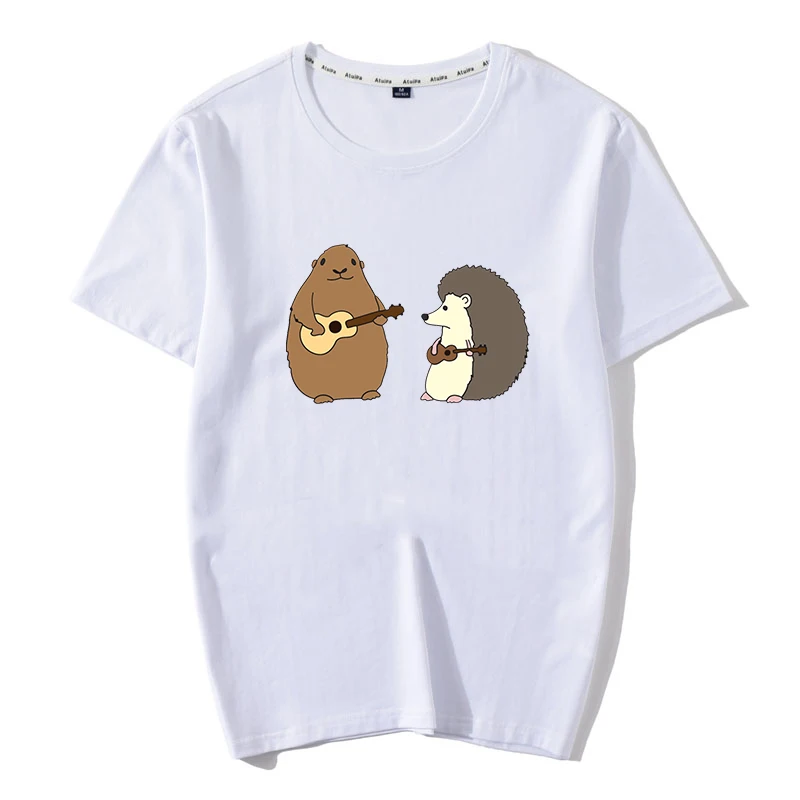 Модная футболка с принтом сурка ежика укулеле Женская забавная графическая