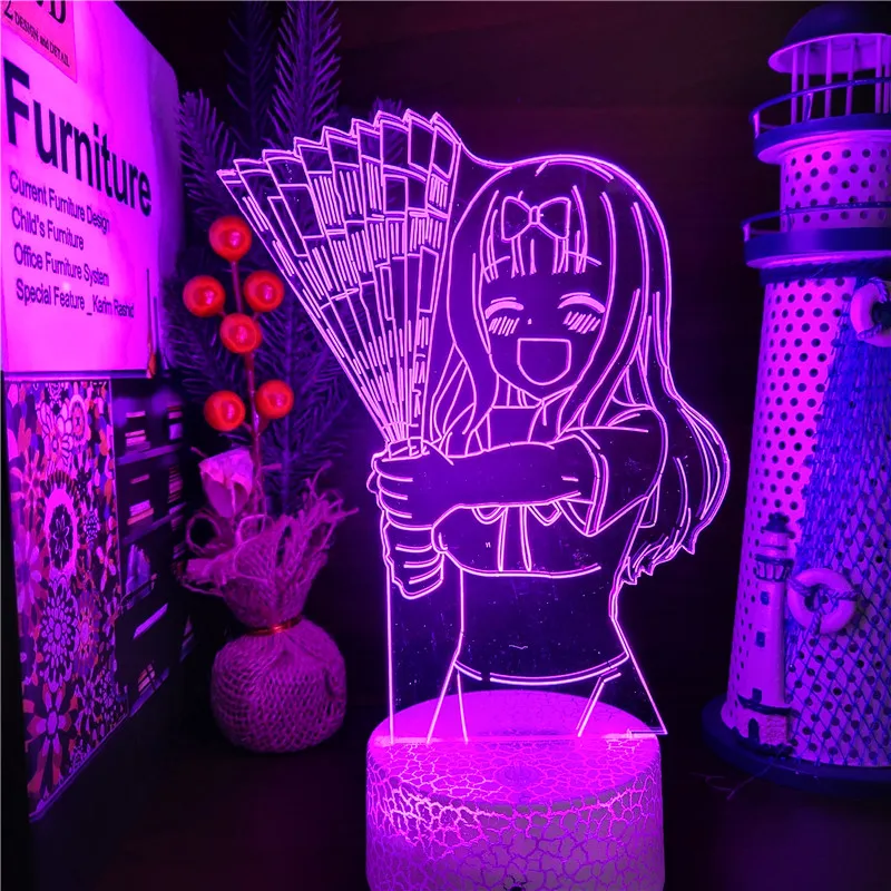 Ночник Kaguya Sama Love Is War Chika Fujiwara 3D иллюзия ночник аниме светодиодный сенсорный