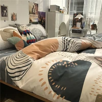 ins nordic simple apartment bed four piece set all cotton pure cotton quilt cover mens three piece set 1 5m artistic bed sheet