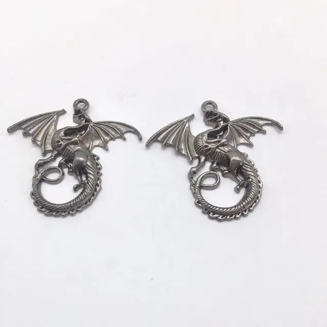 10Pcs Charms for Jewelry Making Winged Dragon Pendants