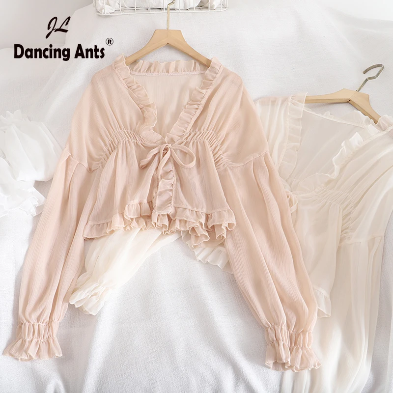 Рубашка женская тонкая однотонная с V образным вырезом и длинным рукавом