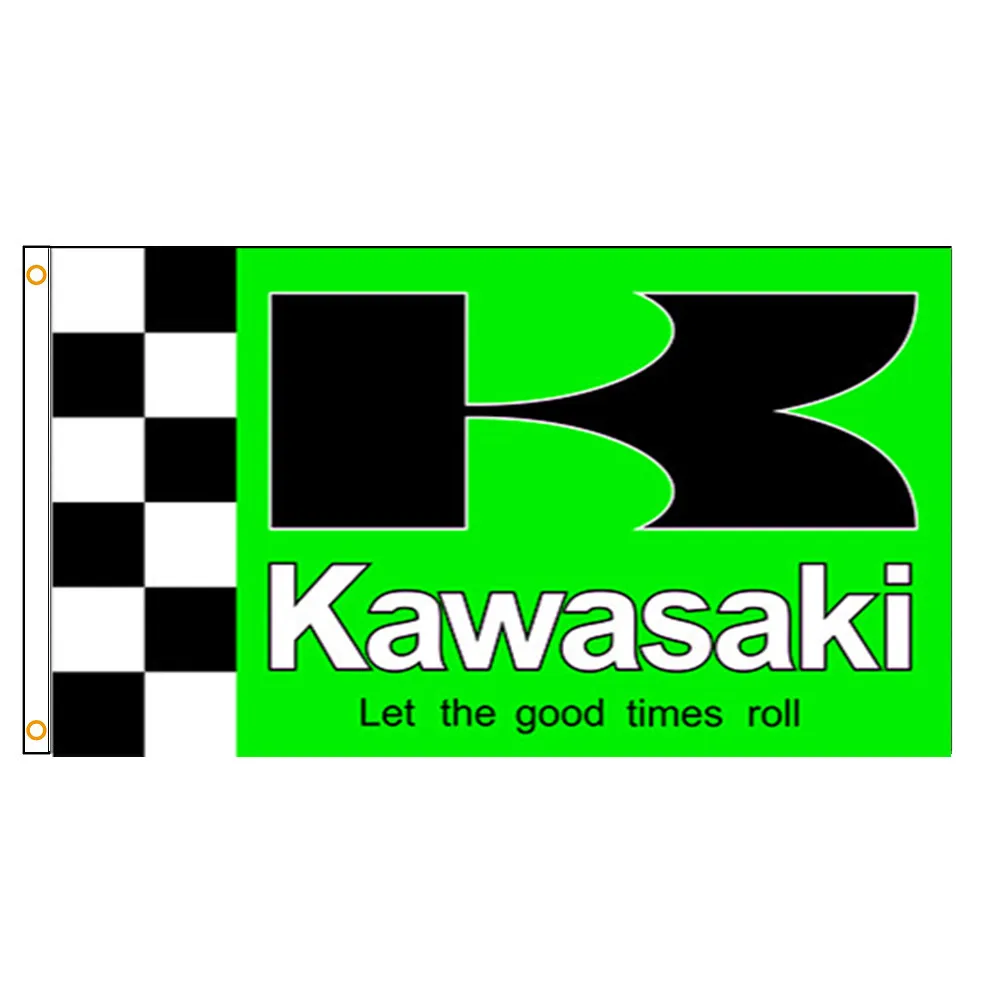 for Car Fans Large Decor Emblem Outdoor/Indoor Banner with Brass Grommets. Snap On Flag Tools 100% Polyester RAUMM Banner,Kawasaki Motorcycle Racing 3x5ft Car Flag Banner 