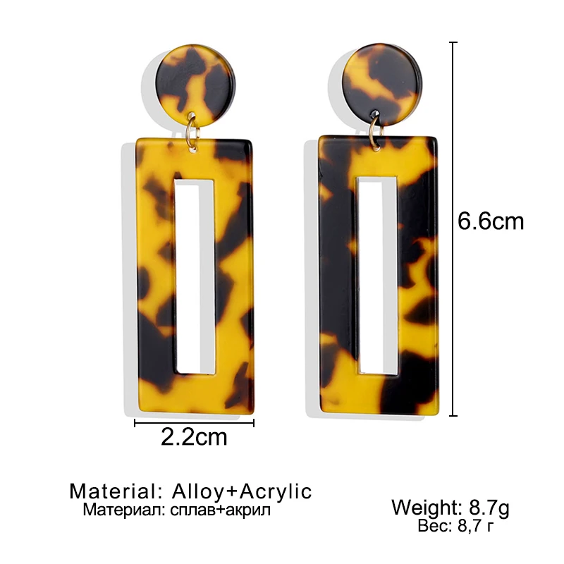 

VKME 2019 Fashion Earrings Leopard Geometric Woman Bohemian Acrylic Long Pendant Earrings Woman Brincos Daily Jewelry