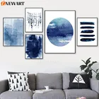 Акварельный синий абстрактный плакат, простой принт, Скандинавская Настенная картина, Современная Картина на холсте, домашняя живопись, современный декор для гостиной