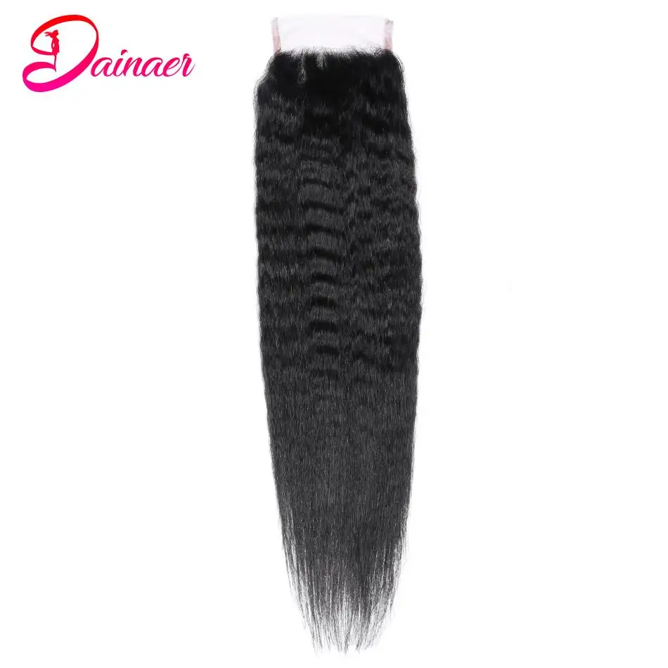 

Brazilian Kinky Straight Hair Closure Free/Middle/Three Part 4×4 Lace Closure 8-22Inches Free Shipping Can Be Dyed Dainaer Hair