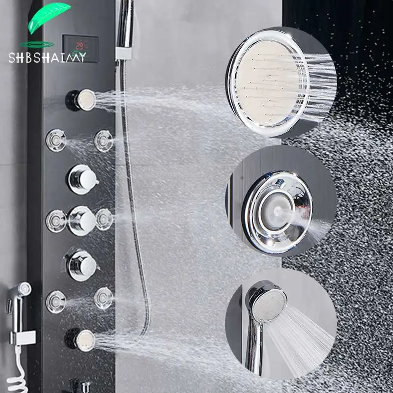 Настенная светодиодсветодиодный душевая панель SHBSHAIMY из нержавеющей стали |