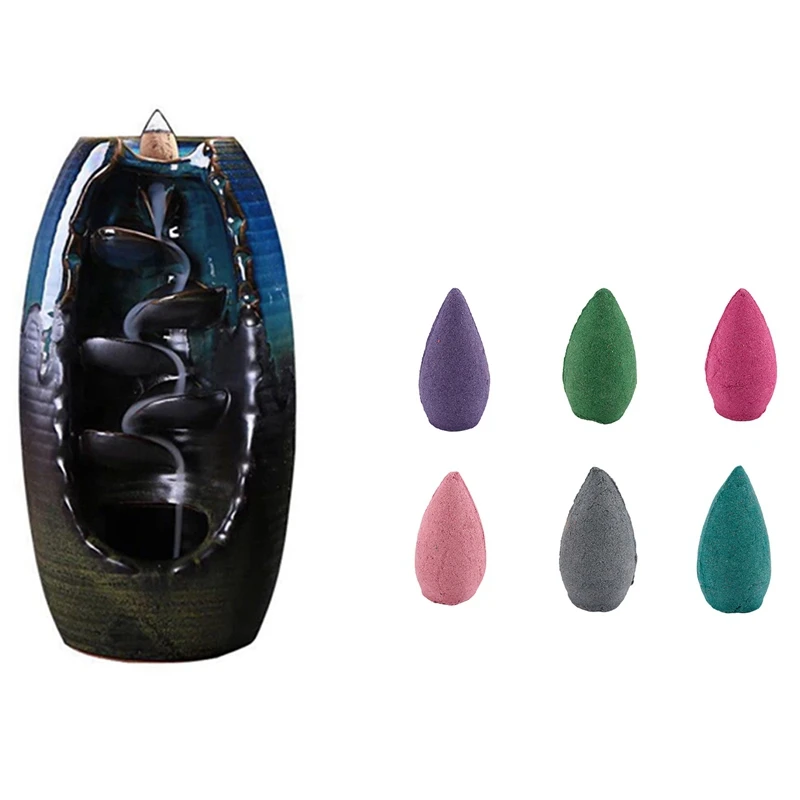 Курильница с конусами и 50 натуральный конический благовоний Будды стилизованный