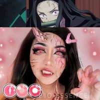 Bio-essence Pair Cosplay Color Contact Lenses for Eyes Anime Accessories Pink Lense Nezuko Demon Lenses Halloween Demon Slayer